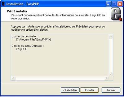 Lancer l'installation de EasyPHP