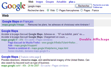 double affichage Google Adwords