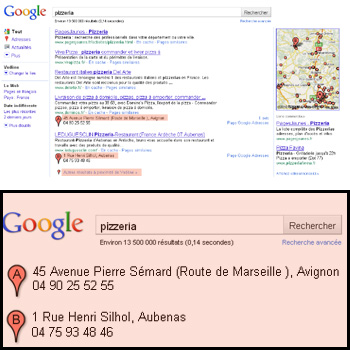 geolocalisation google sur pizzeria
