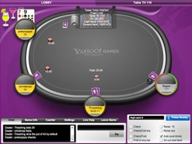 Tout en AJAX, les tables de Poker en ligne de Yahoo ne nécessitent pas de téléchargement