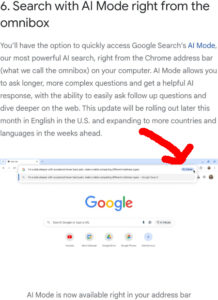 ia mode liste et google chrome