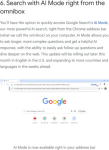 IA mode de google dans chrome