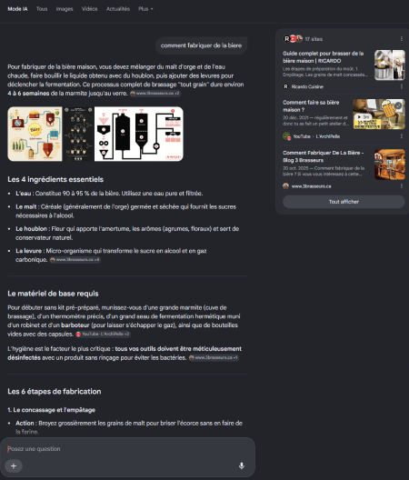 page de résultat Google Ia mode