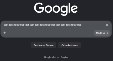 mode IA de google et champ de saisi